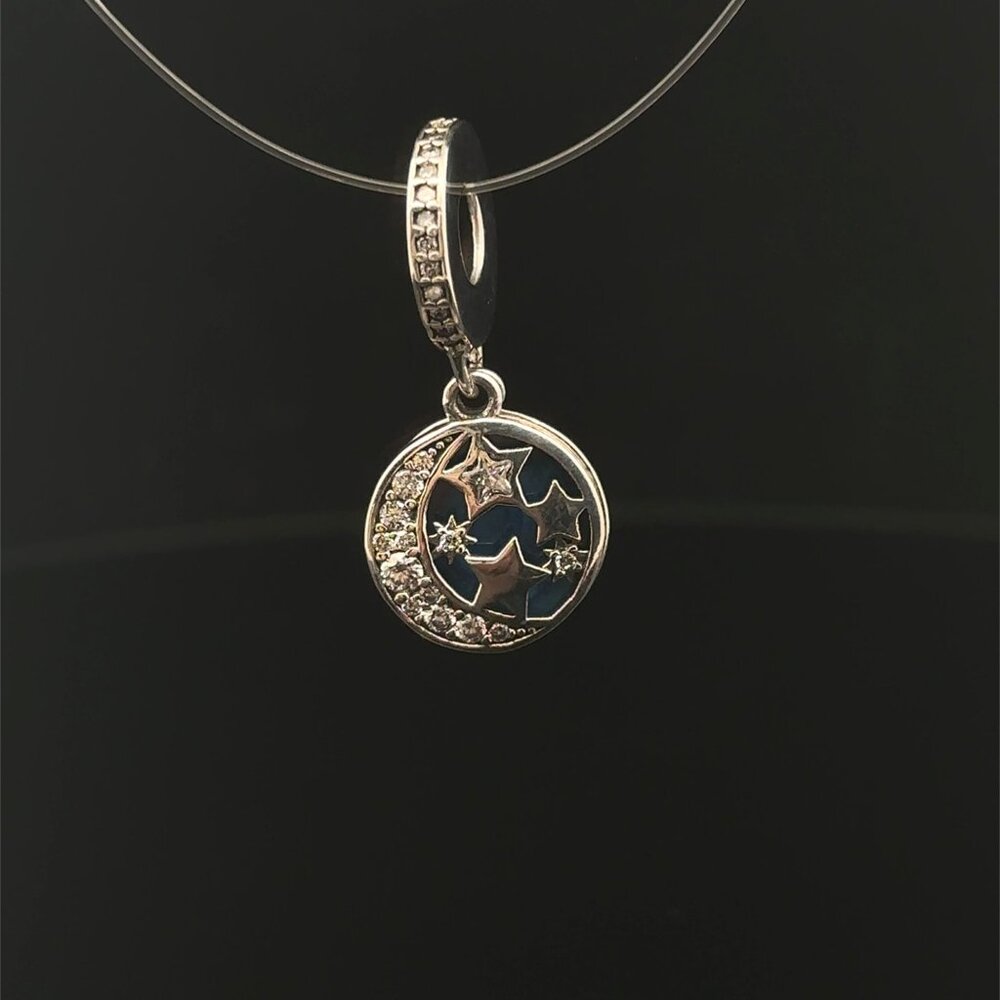 925 Sterling Silver Pendant Stars Moon For Charm Bracelet - Picture 5 of 10